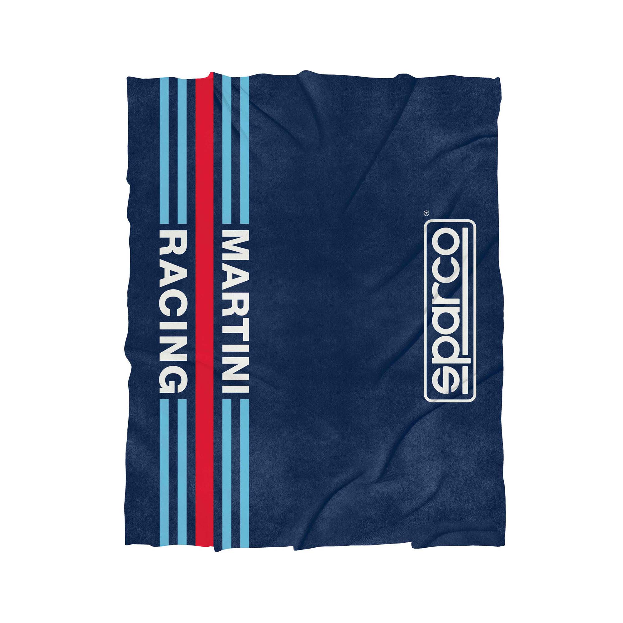 Sparco Martini Racing fleece towel plaid 150x180 cm with Martini Racing stripes and Sparco logo