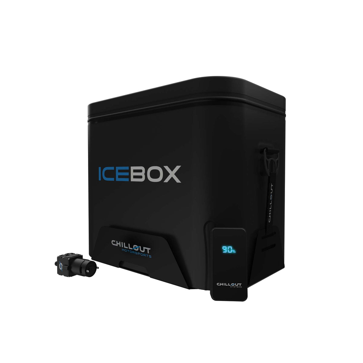 Chillout Systems IceBox LCD battery display and USB-C charging port close-up