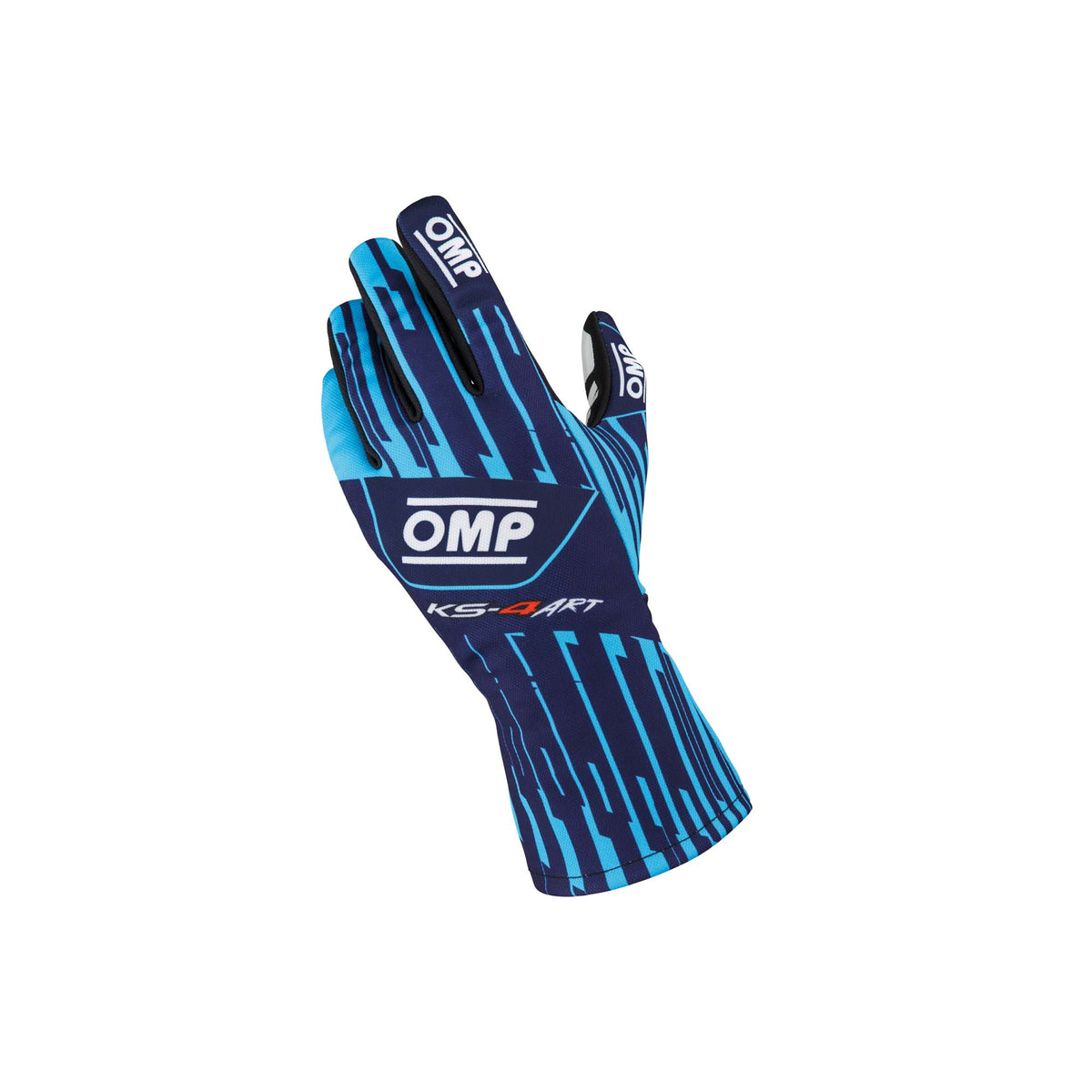 OMP KS-4 ART youth karting gloves in Navy Blue/Cyan