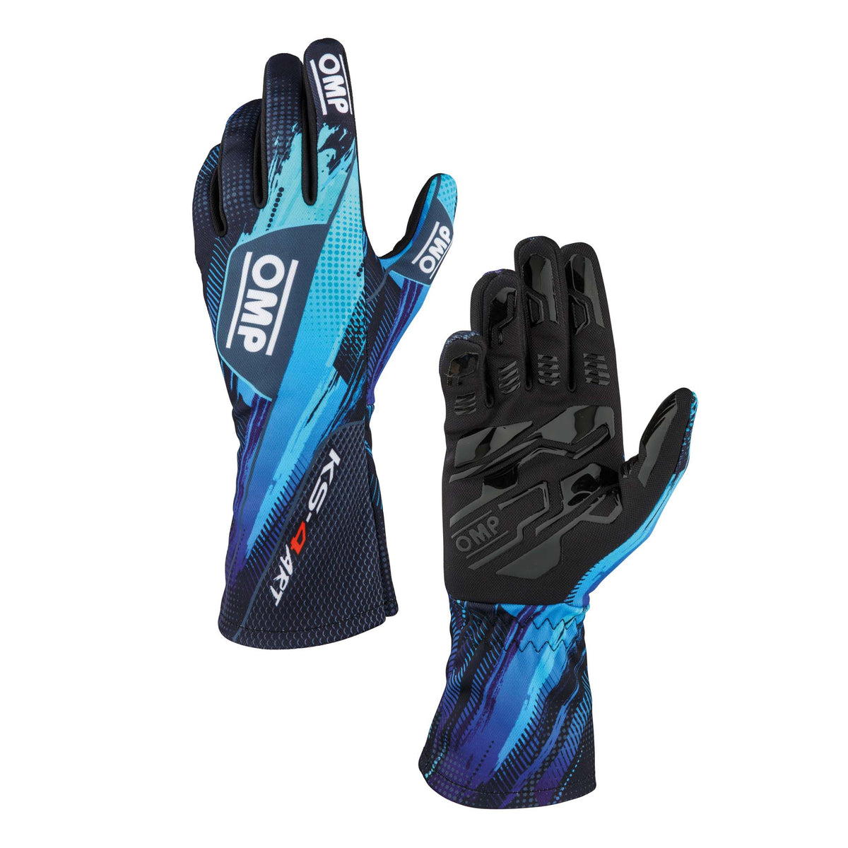 OMP KS-4 ART karting gloves in Black/Cyan