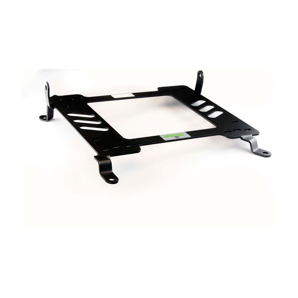 Vehicle-specific floor mounting base for 2007-2017 Mitsubishi Lancer / Lancer Evo X, passenger side, shown with Planted top plate