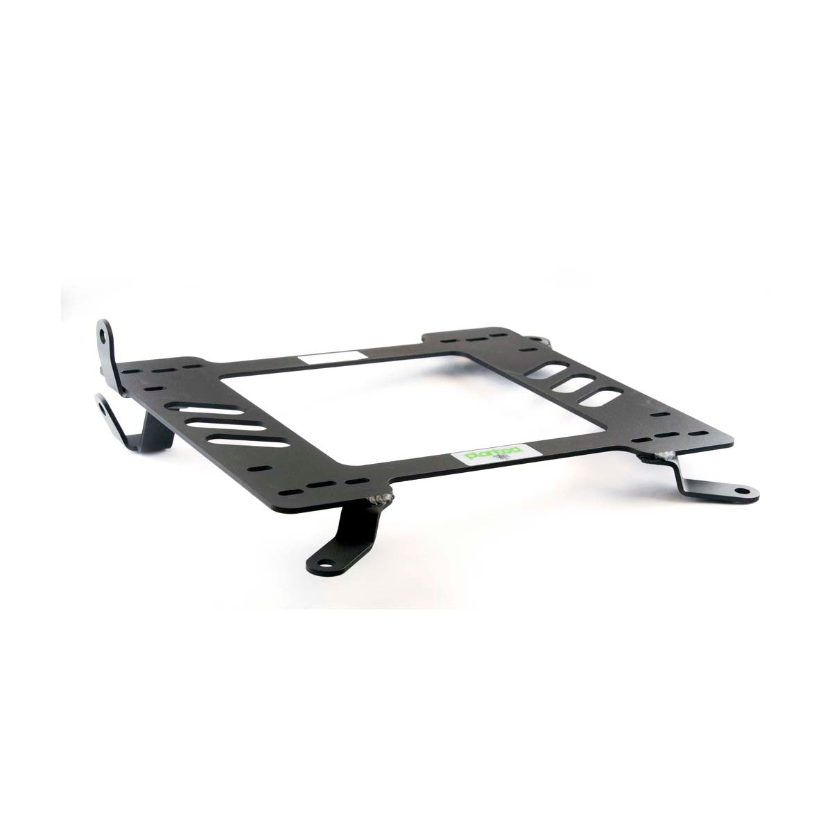 Vehicle-specific floor mounting base for 2007-2014 Mazda 2, driver side, shown with Planted top plate