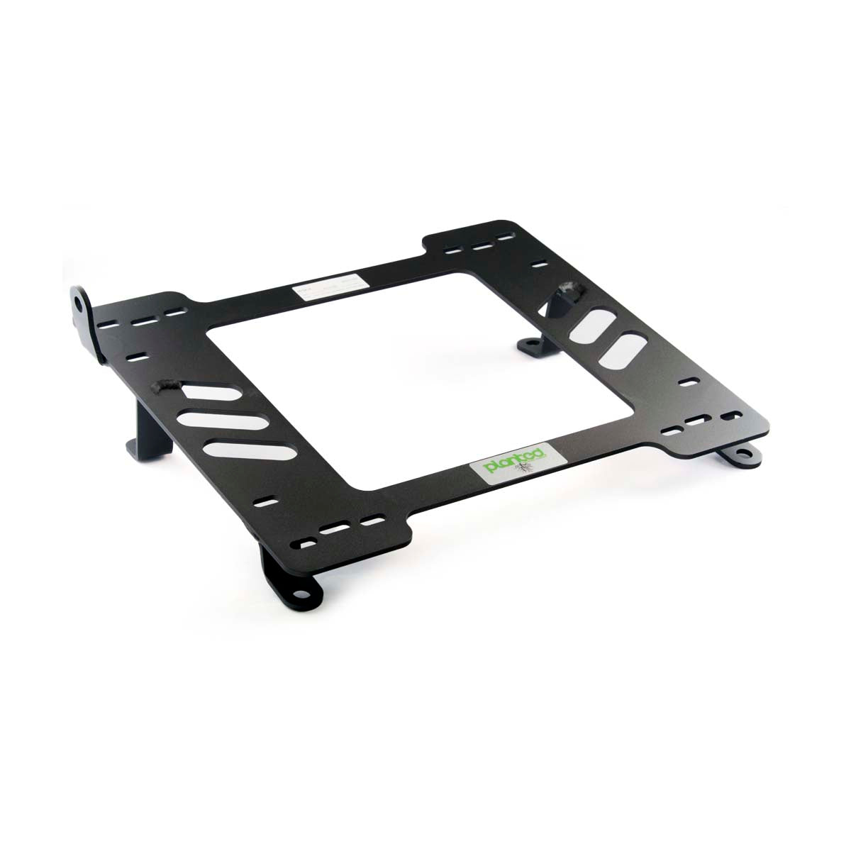 Vehicle-specific floor mounting base for 1986-1993 Mercedes 190E, driver side, shown with Planted top plate