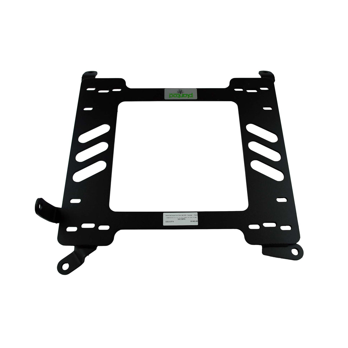 Vehicle-specific floor mounting base for 1993-1997 Ford Probe, passenger side, shown with Planted top plate