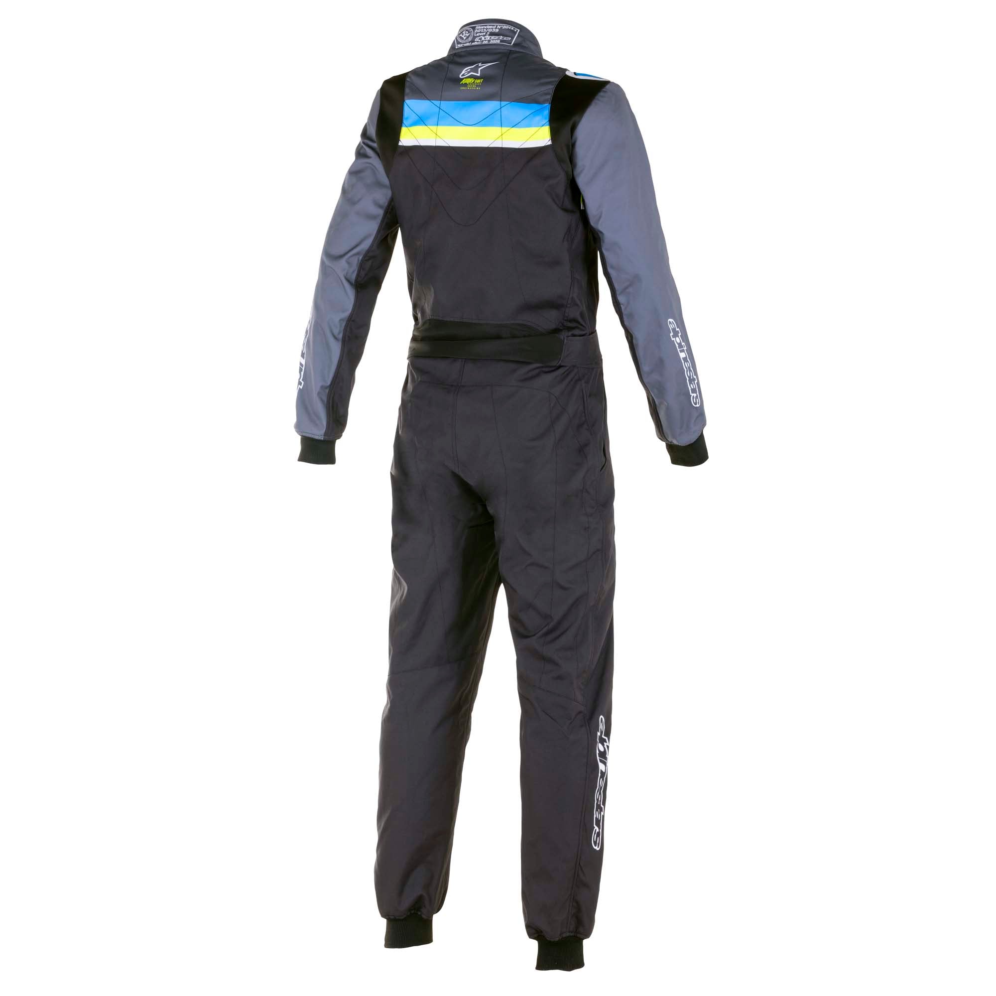 Alpinestars KMX-9 v2 Graph-4 Kart Racing Suit Black/Cyan/Yellow Back