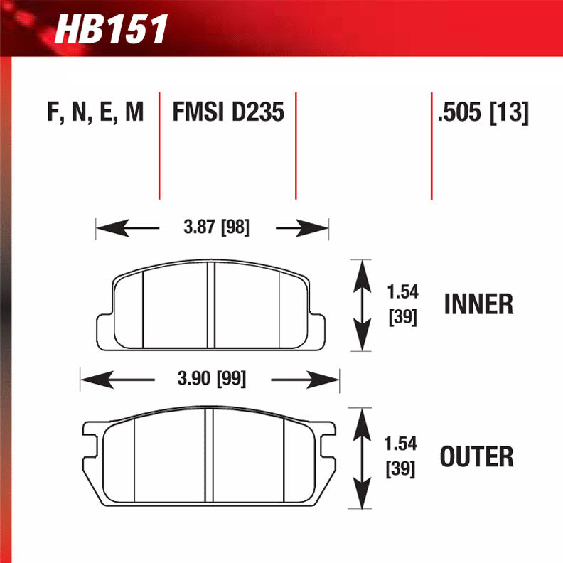 Hawk HB151E.505 Racing Pad - Blue Compound