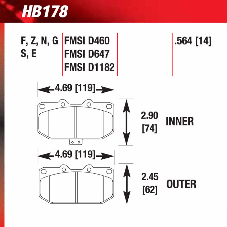 Hawk HB178E.564 Racing Pad - Blue Compound