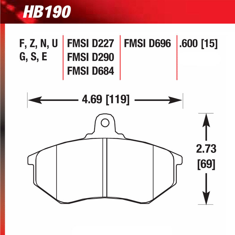 Hawk HB190E.600 Racing Pad - Blue Compound