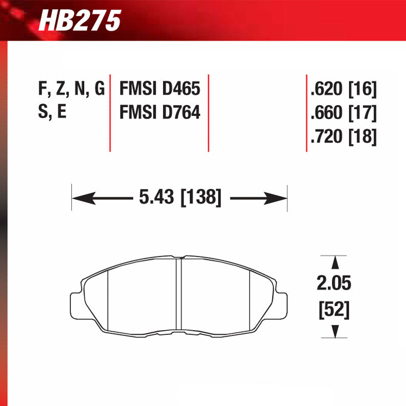 Hawk HB275G.620 Racing Pad - DTC-60 Compound