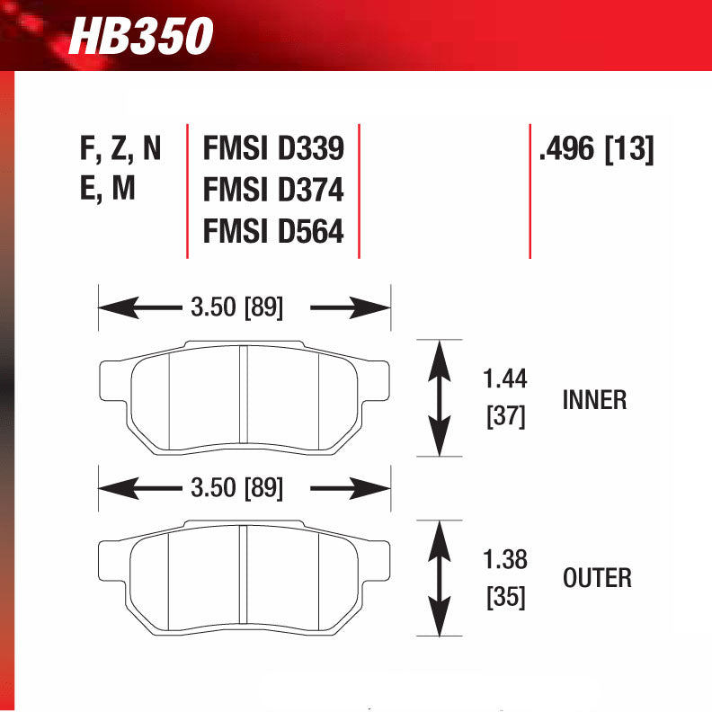 Hawk HB350E.496 Racing Pad - Blue Compound
