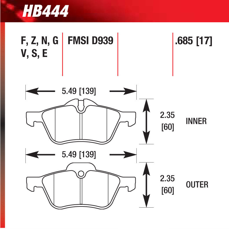 Hawk HB444E.685 Racing Pad - Blue Compound