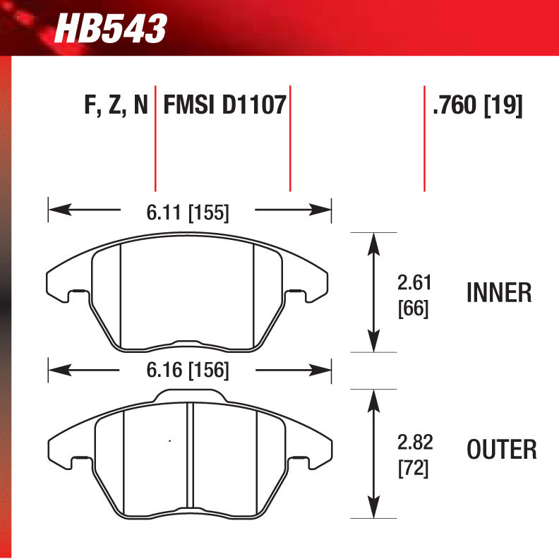 Hawk HB543F.760 Street Performance Pad - HPS Compound