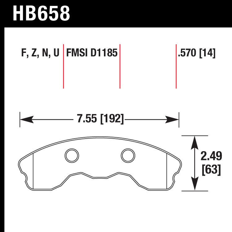 Hawk HB658U.570 Racing Pad - DTC-70 Compound