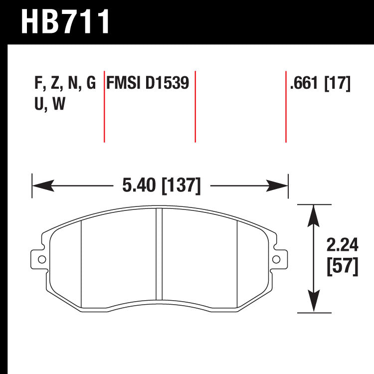 Hawk HB711U.661 Racing Pad - DTC-70 Compound