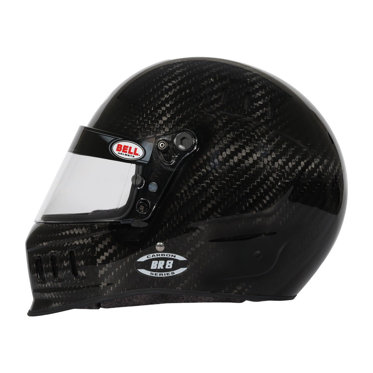 Bell BR8 Ultra helmet in Black, left-side profile showing shell contour and forced-air kit mount point