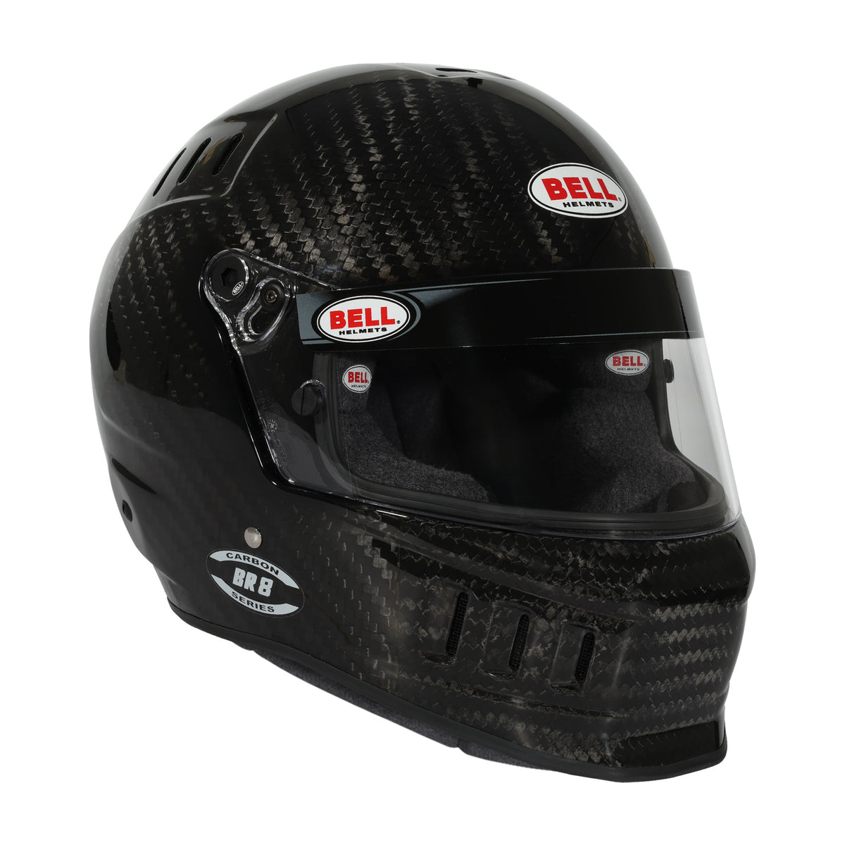 Bell BR8 Ultra helmet in Black, right-front profile showing duckbill edge and visor seal