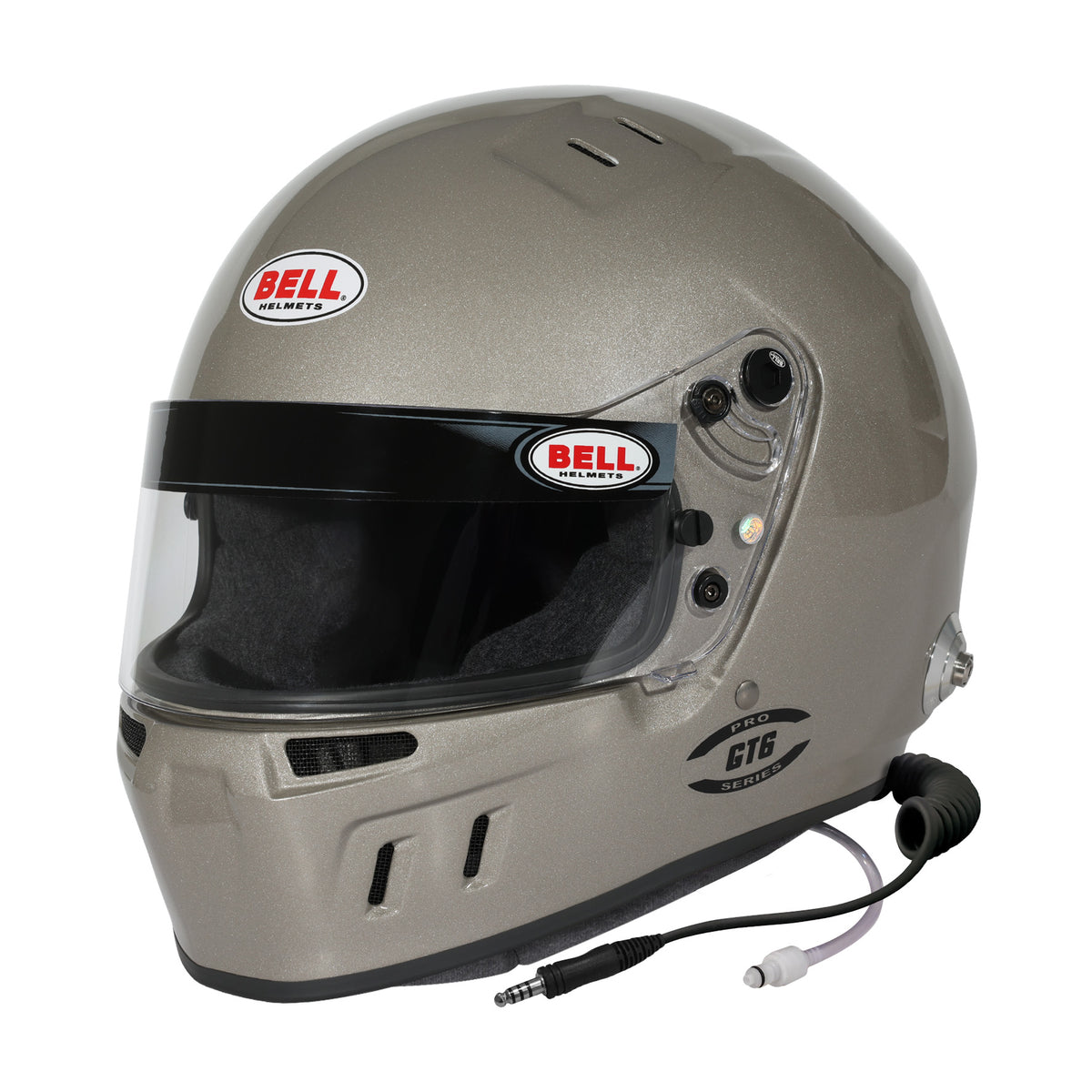 Bell GT6 Pro RD-4C/EC SA2025/FIA8859-2024 closed-face racing helmet in Titanium with integrated ZeroNoise communication system