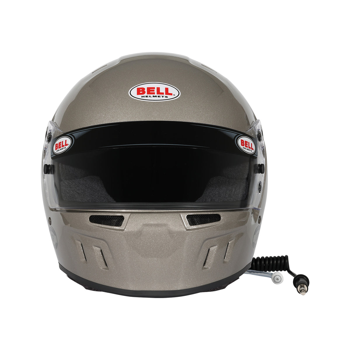 Bell GT6 Pro RD-4C/EC helmet in Titanium, front view showing wide eyeport and SmartLock shield mechanism