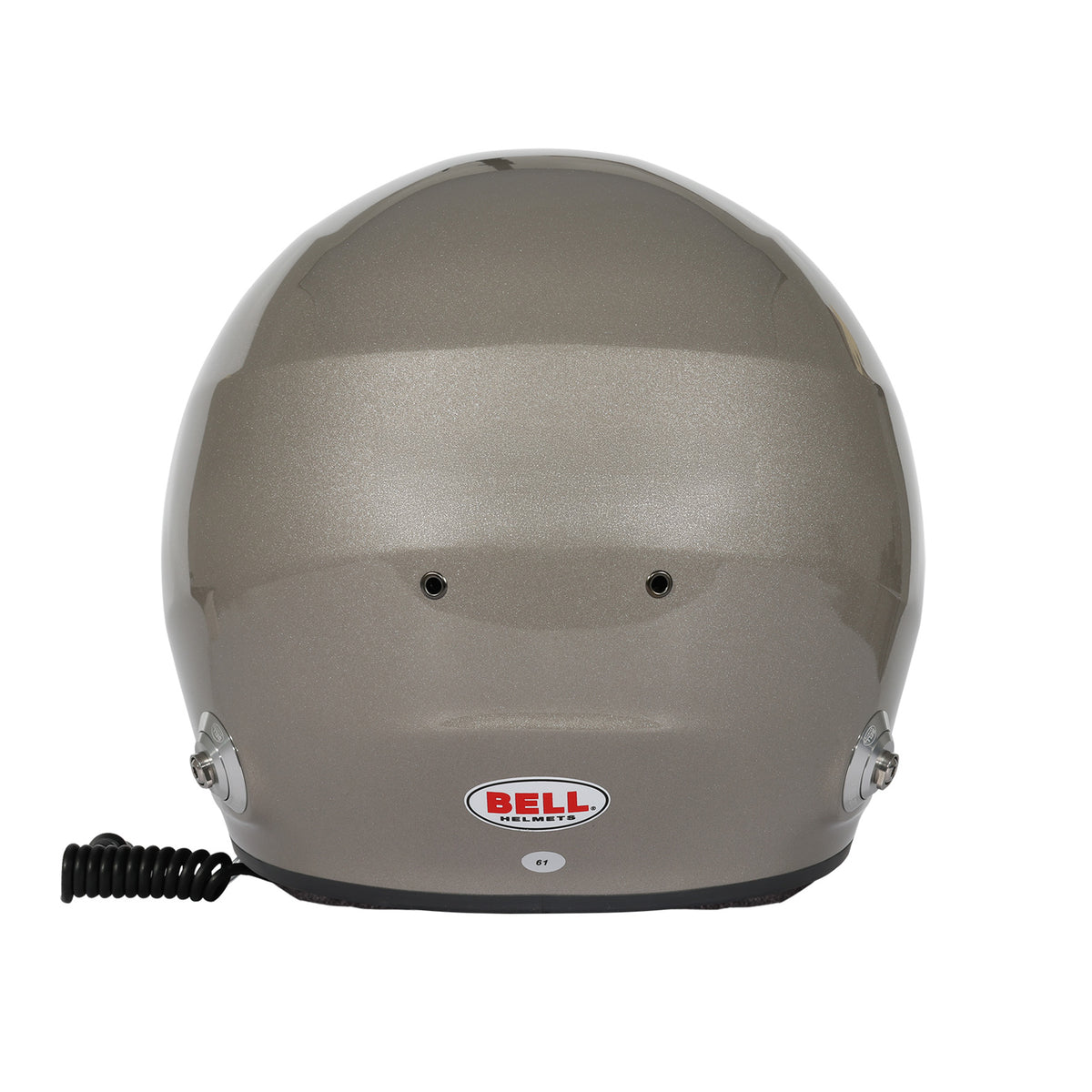 Bell GT6 Pro RD-4C/EC helmet in Titanium, rear view showing shell curvature and extraction vents