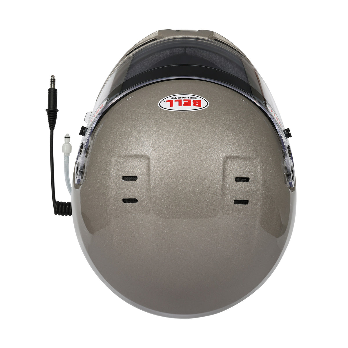 Bell GT6 Pro RD-4C/EC helmet in Titanium, top view showing shell profile and optional air intake mounting points