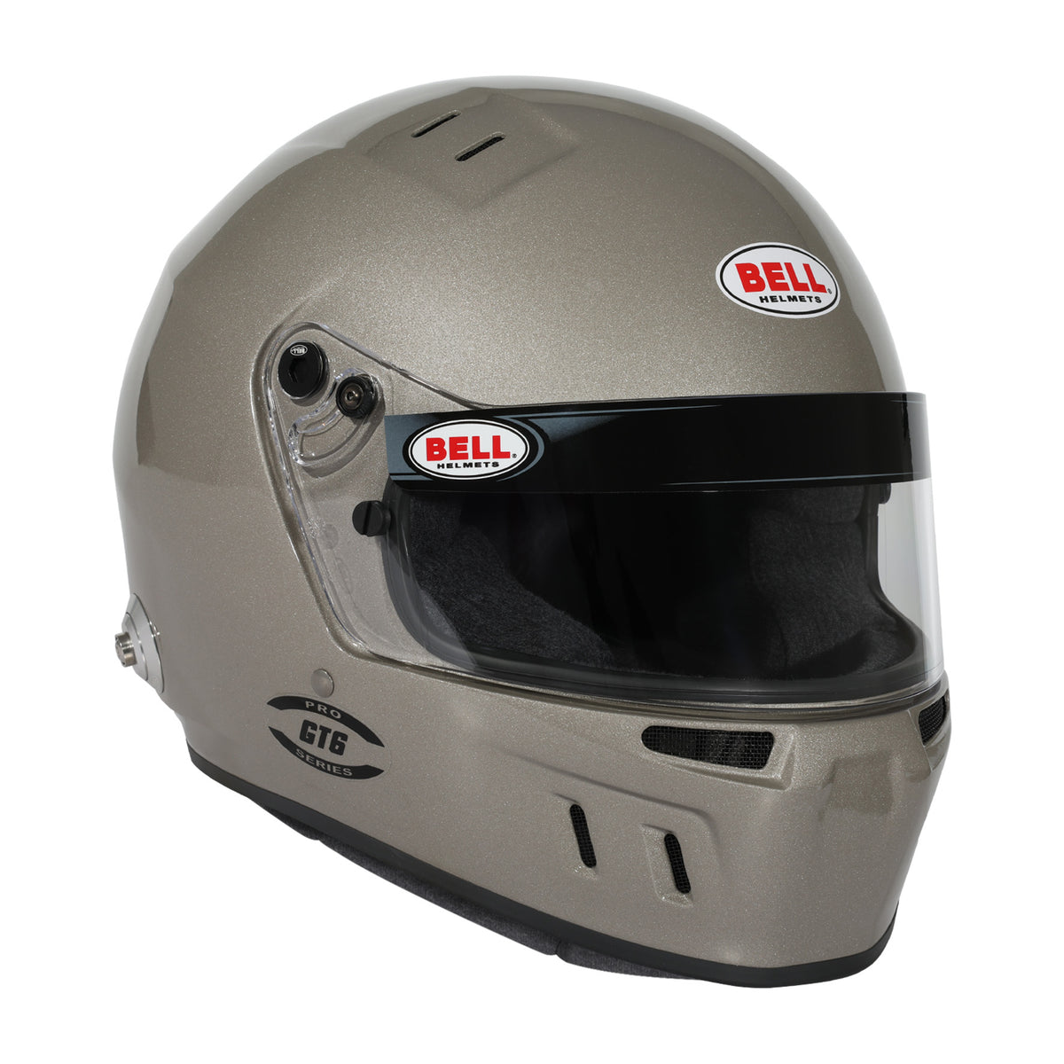 Bell GT6 Pro RD-4C/EC helmet in Titanium, right-front profile showing eyeport edge and shield seal