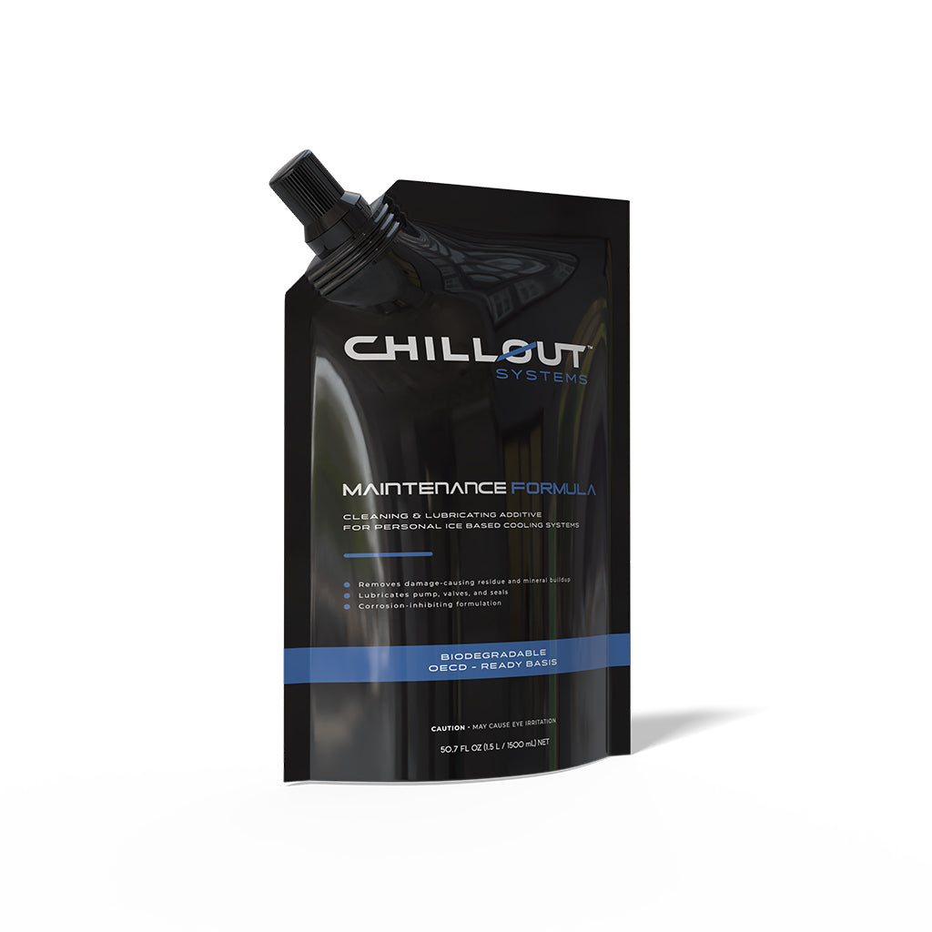 Chillout Systems IceBox Maintenance Formula in a 1.5 L stand-up pouch with resealable spout