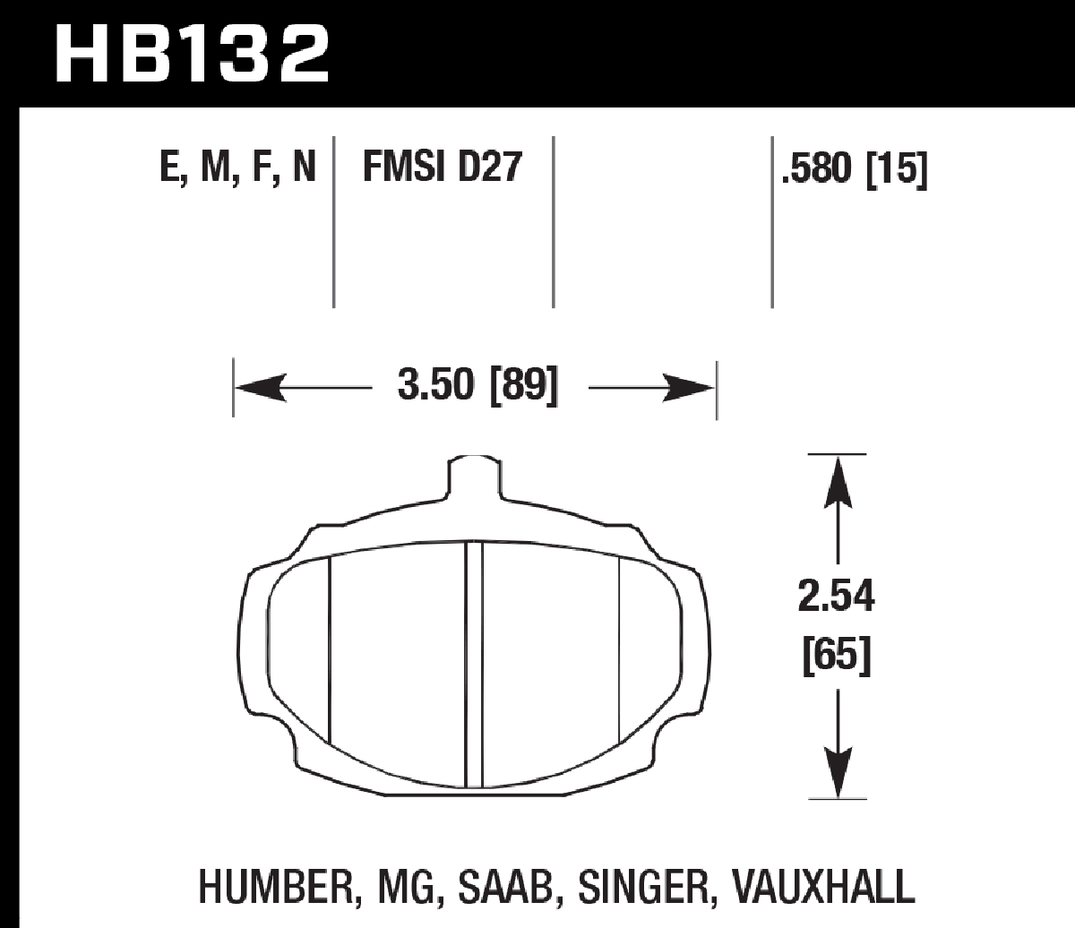 Hawk HB132D.580 Racing Pad - ER-1 Compound