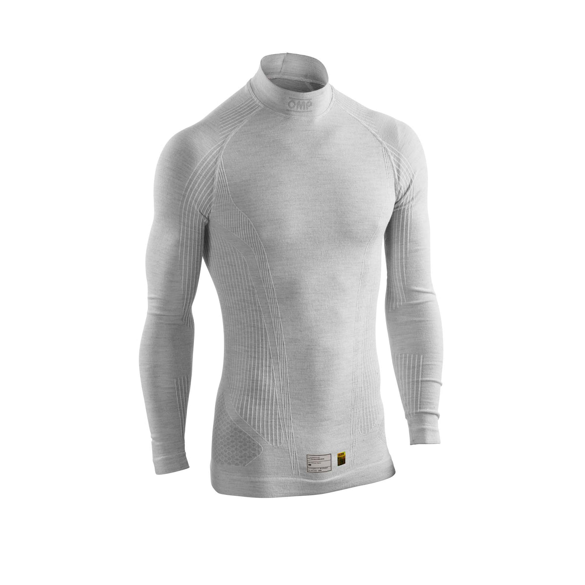 OMP Tecnica Evo v2 FIA 8856-2018 racing undershirt in Silver White with raglan sleeves