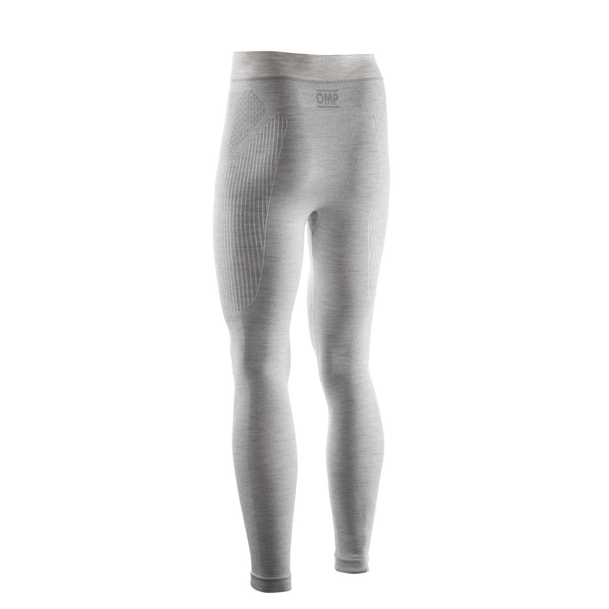 OMP Tecnica Evo v2 FIA 8856-2018 racing underpants in Silver White, back view showing seamless construction and elastic waistband