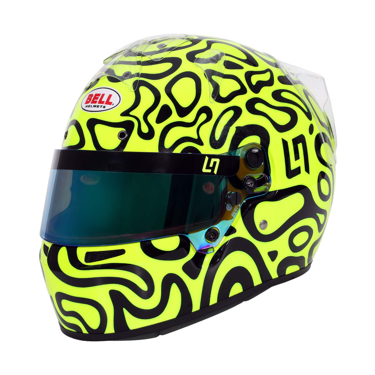 Bell KC7-CMR Pro Lando Norris karting helmet in fluorescent yellow and black, CMR-2016 homologated