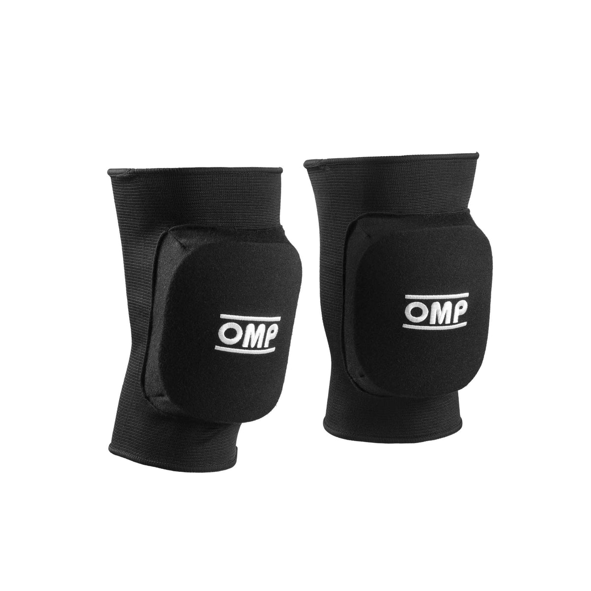 OMP karting knee pads in Black with double-density foam padding and fire-retardant fabric