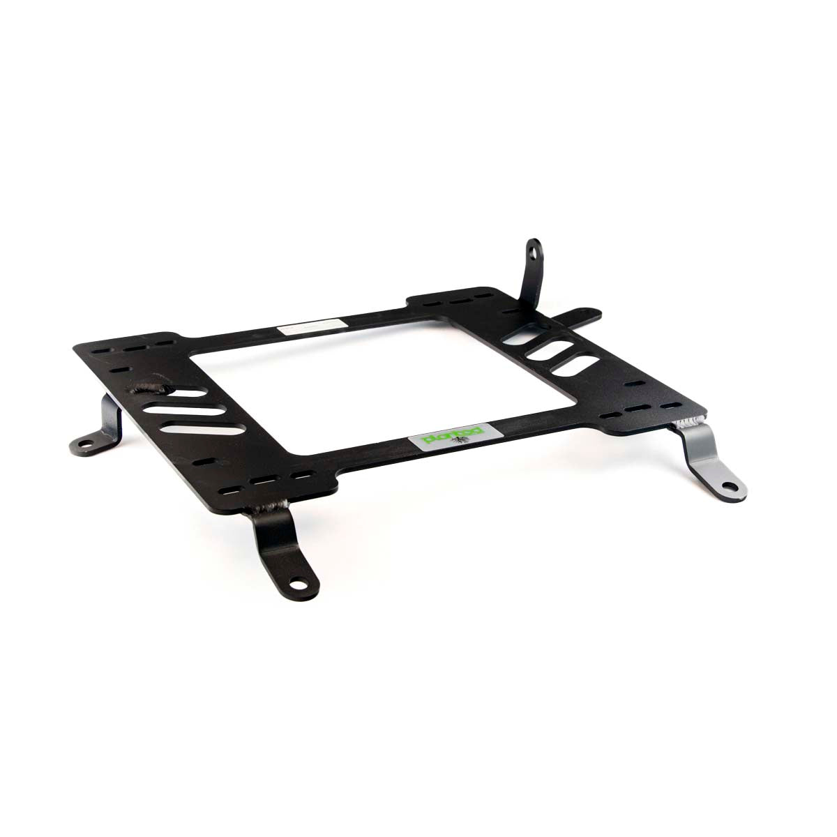 Vehicle-specific floor mounting base for 2001-2008 Mitsubishi Lancer Evolution 7/8/9, passenger side, shown with Planted top plate