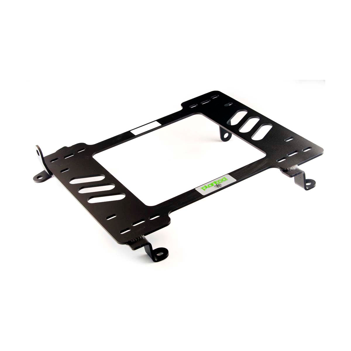 Vehicle-specific floor mounting base for 2009+ Fiat 500, driver side, shown with Planted top plate