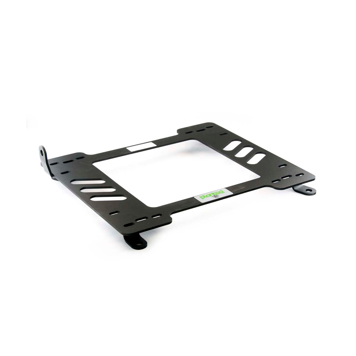 Vehicle-specific floor mounting base for 2011+ BMW 3/4 Series & M3/M4 (F30-F83), driver side, shown with Planted top plate