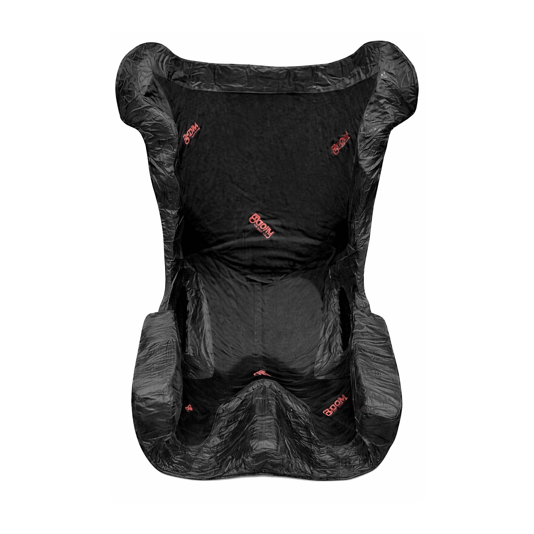 Front view of Totim Racing 100 × 90 cm foam seat insert kit in FIA fire‑resistant sealed pouch, compact custom fit for GT and NASCAR seats