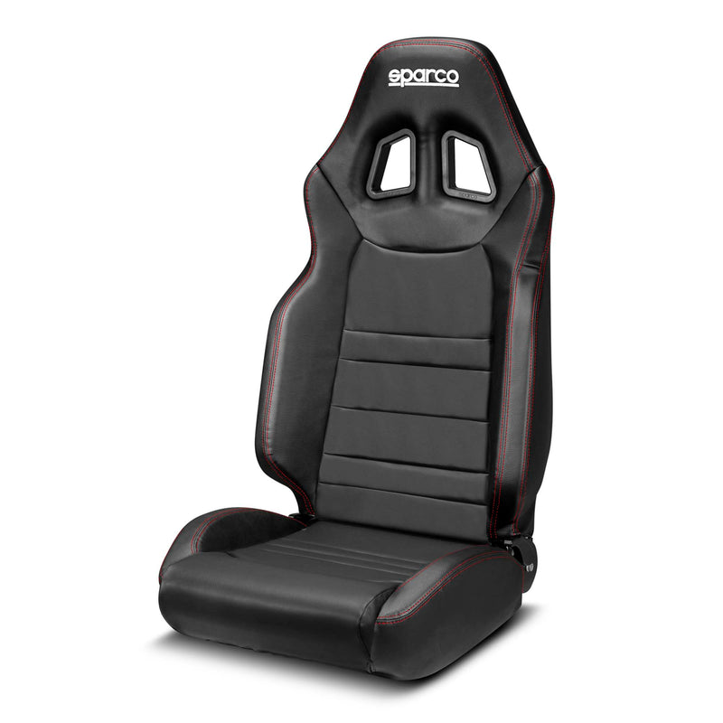 Sparco R100+ Seat - Black Sky Vinyl with Red Stitching