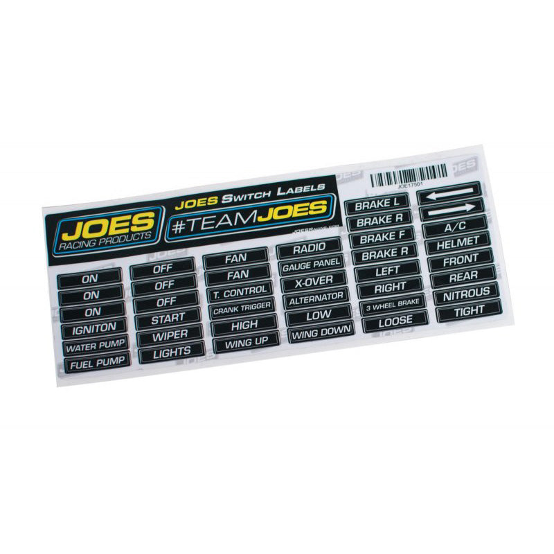 Joes Racing Products Switch Panel Labels