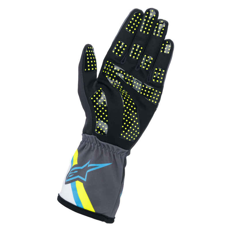 Alpinestars Tech-1 K Race v2 Karting Gloves - Graphic,  Black/Cyan/Yellow Palm
