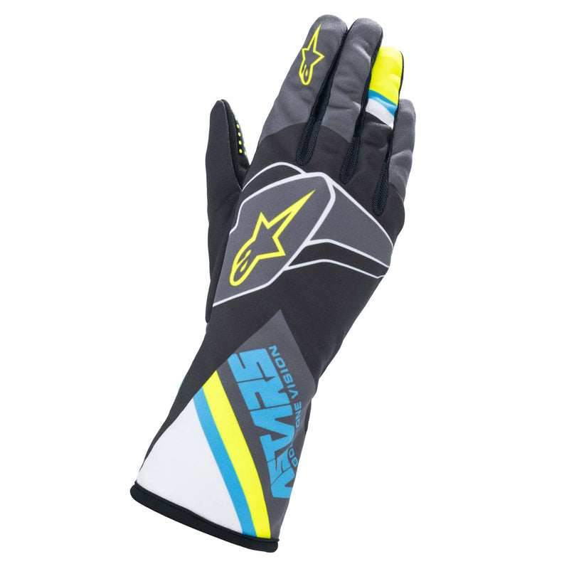 Alpinestars Tech-1 K Race v2 Karting Gloves - Graphic,  Black/Cyan/Yellow
