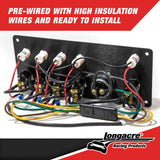 Longacre Carbon Flip-Up Start/Ignition Panel With 2 Accessory Switches And Pilot Lights