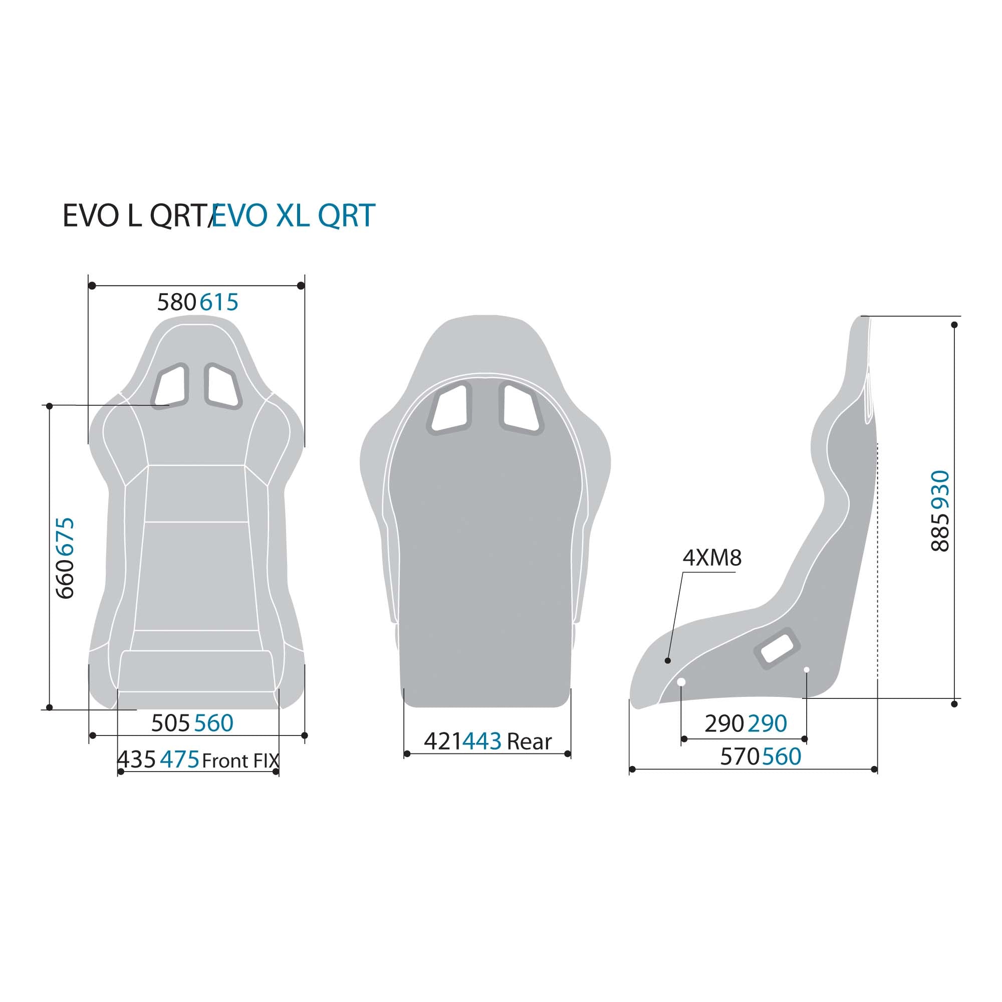 Sparco Evo XL QRT X Off Road Racing Seat Sizing Chart