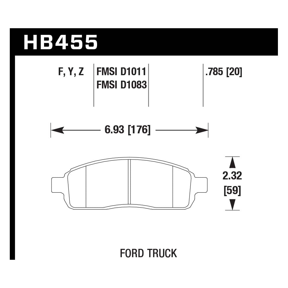 Hawk HB455Y.785 LTS Truck/SUV Street Pad