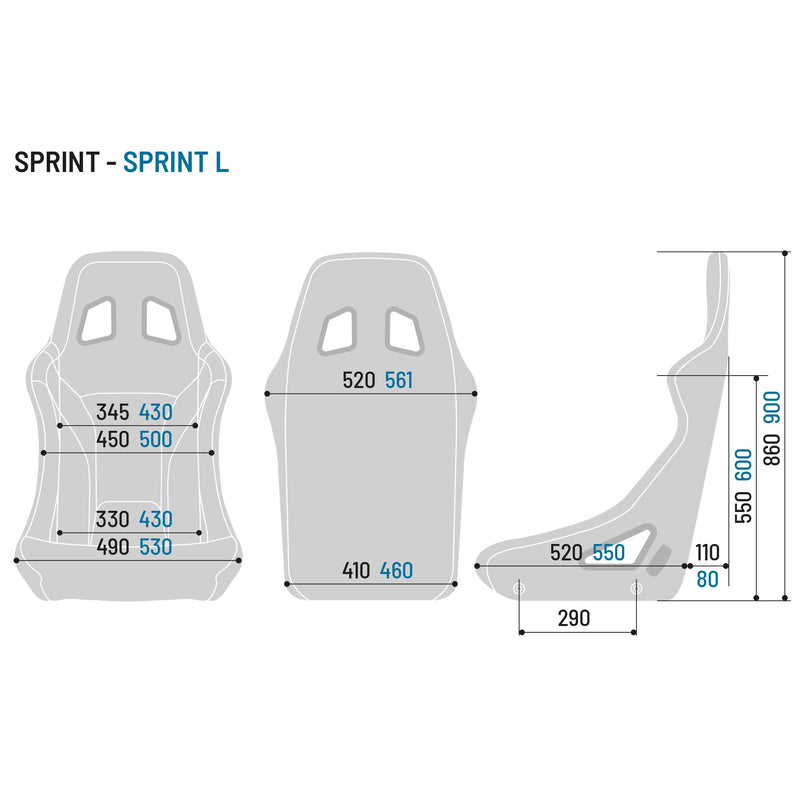 Sparco Sprint Racing Seat Sizing Chart