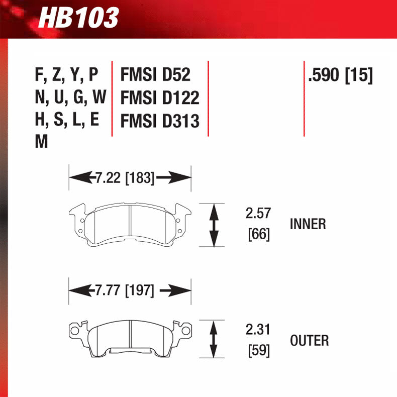 Hawk HB103G.590 Racing Pad - DTC-60 Compound