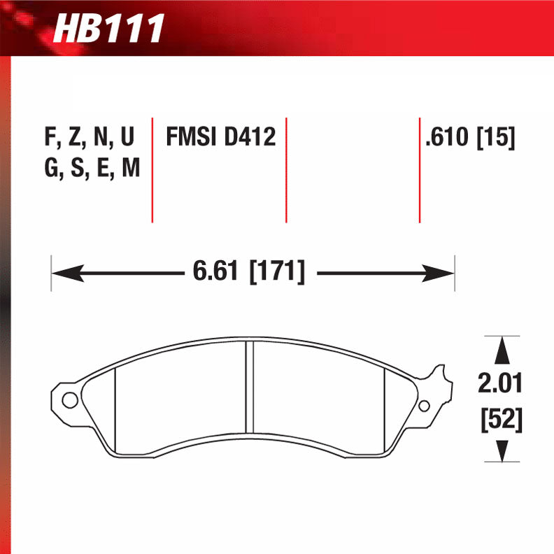 Hawk HB111U.610 Racing Pad - DTC-70 Compound