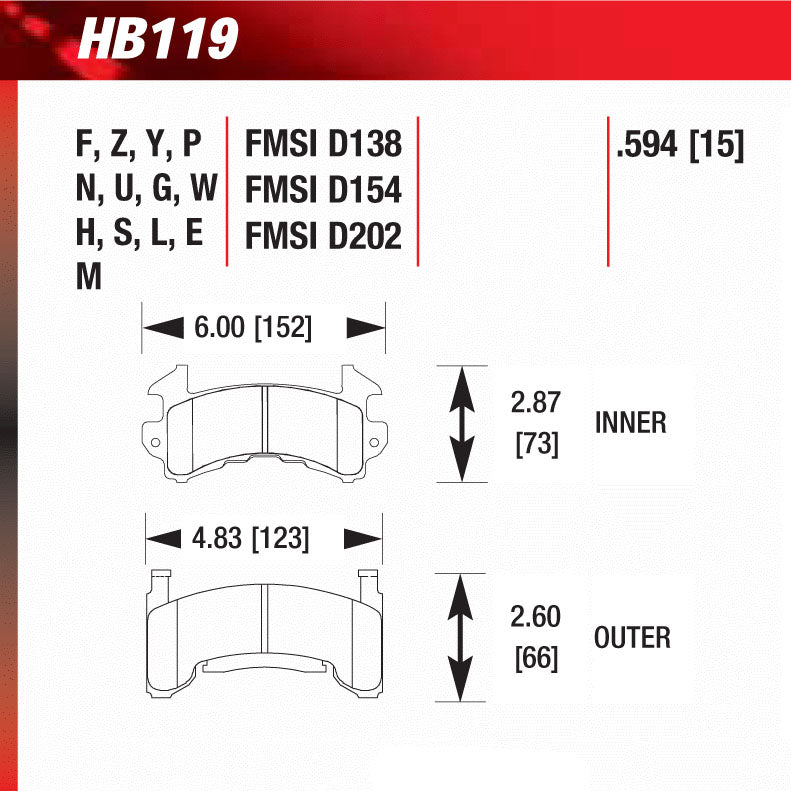 Hawk HB119G.594 Racing Pad - DTC-60 Compound