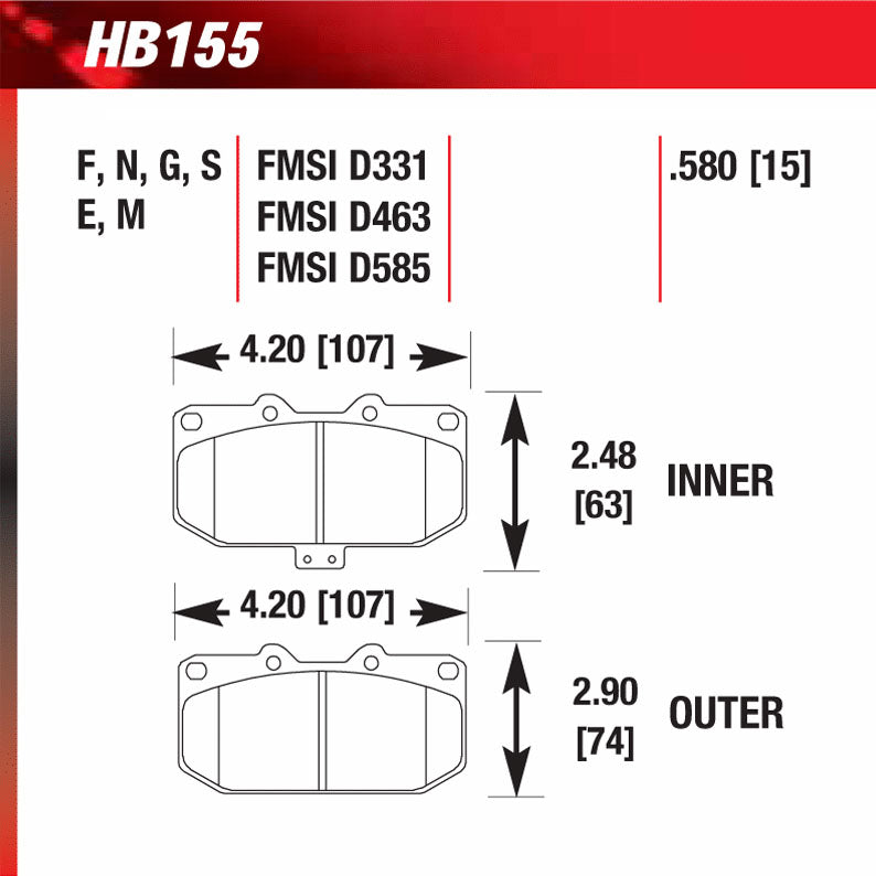 Hawk HB155E.580 Racing Pad - Blue Compound