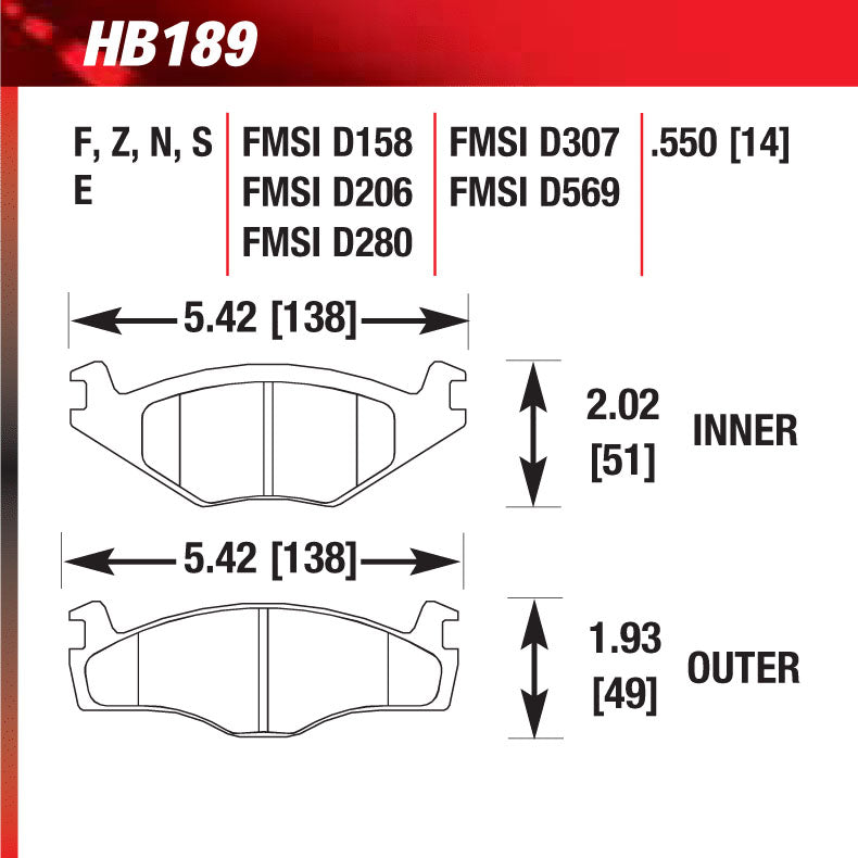 Hawk HB189E.550 Racing Pad - Blue Compound