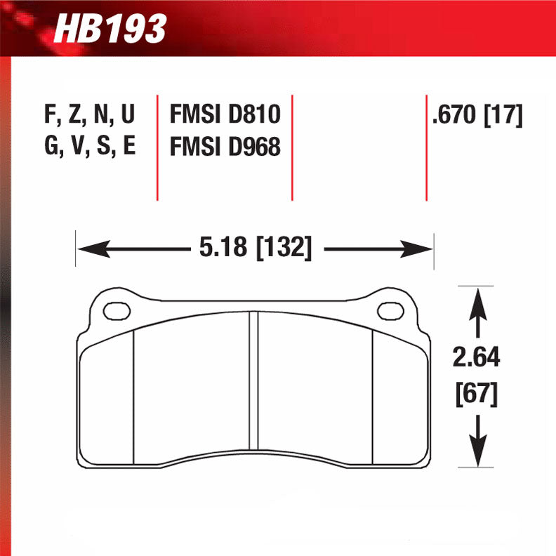 Hawk HB193W.670 Racing Pad - DTC-30 Compound