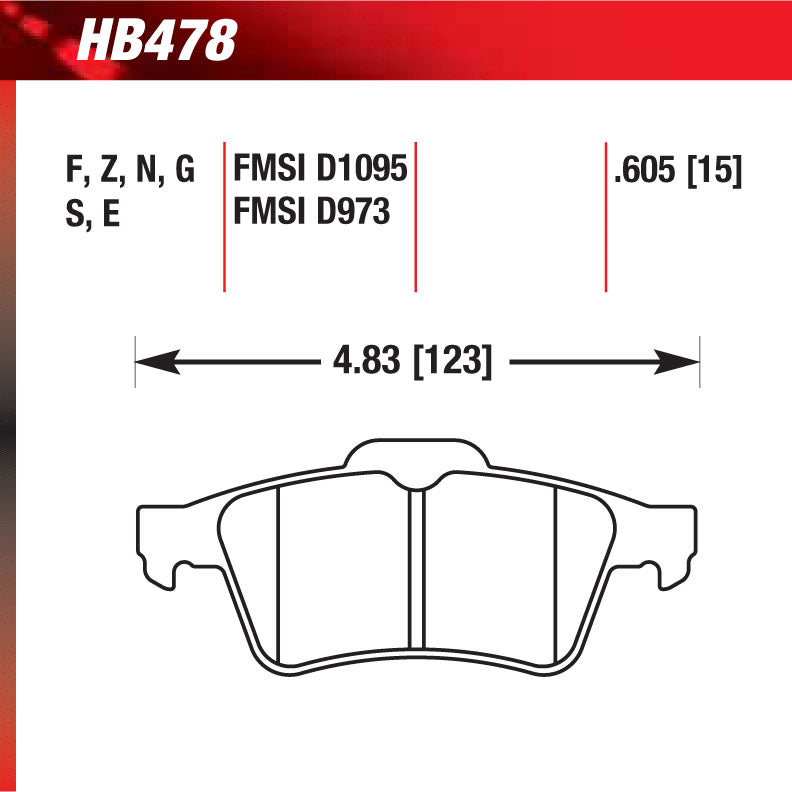 Hawk HB478U.605 Racing Pad - DTC-70 Compound